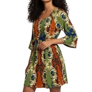 Anthropologie Poema cinched waist retro style floral dress